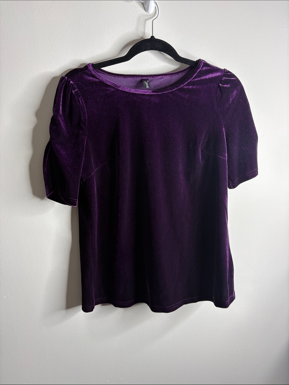 Allegra K Purple Velvet Short Sleeve Tee